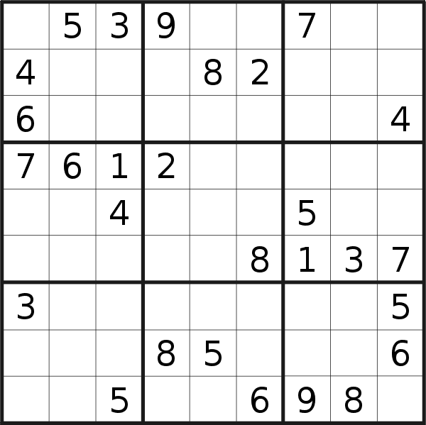 Sudoku puzzle for Friday, 11th of August 2023