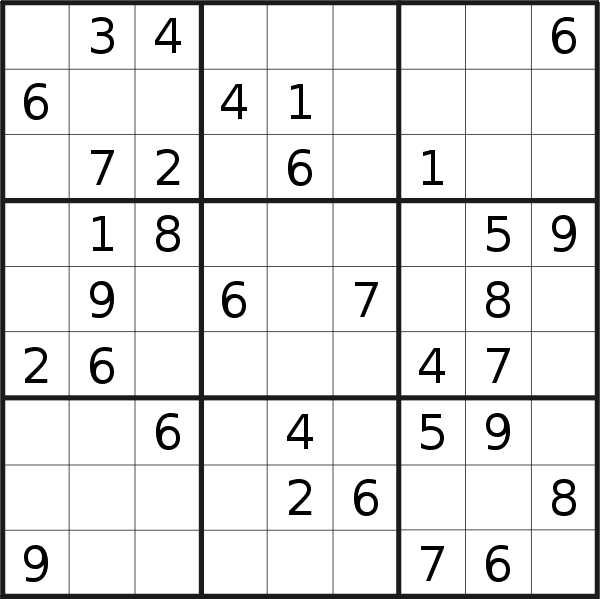 Sudoku puzzle for Sunday, 20th of August 2023