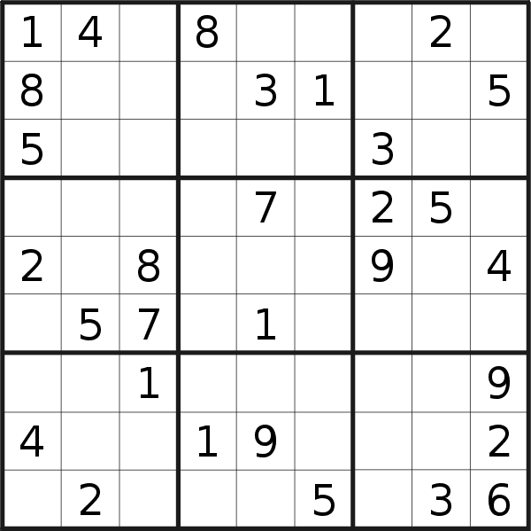 Sudoku puzzle for Saturday, 9th of September 2023