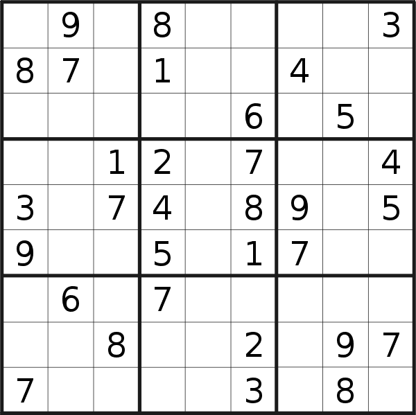 Sudoku puzzle for Friday, 15th of September 2023