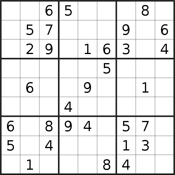 Sudoku puzzle for Friday, 22nd of December 2023