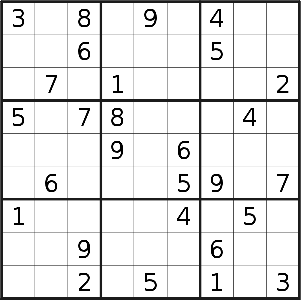 Sudoku puzzle for Saturday, 23rd of December 2023