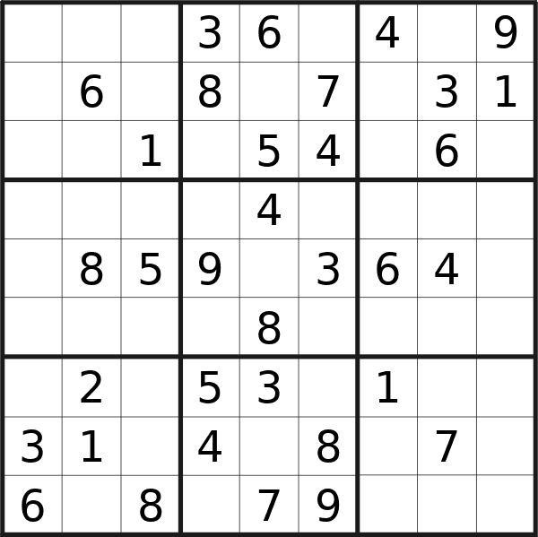 Sudoku puzzle for Monday, 1st of January 2024