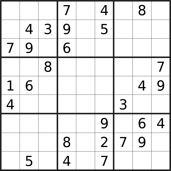 Sudoku puzzle for Tuesday, 23rd of January 2024