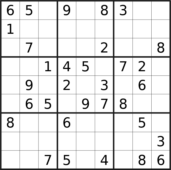Sudoku puzzle for Thursday, 15th of February 2024
