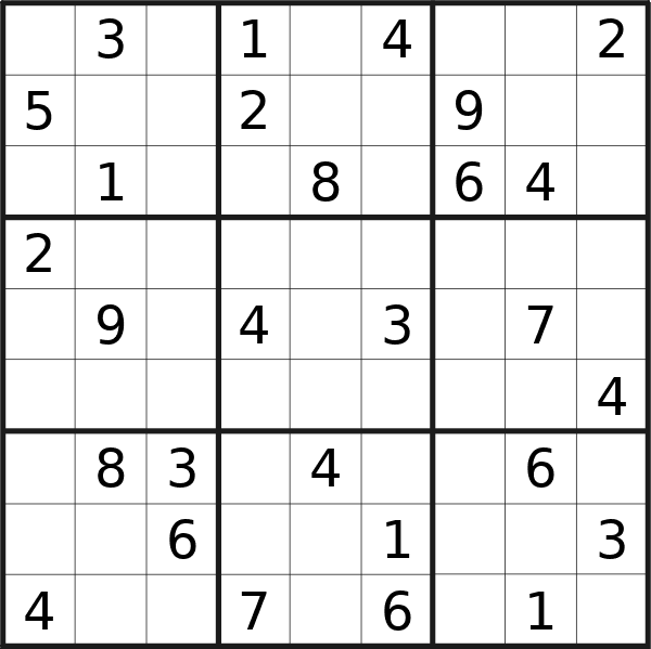 Sudoku puzzle for <br />Tuesday, 16th of April 2024
