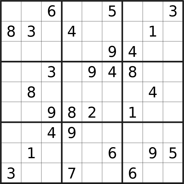 Sudoku puzzle for <br />Thursday, 18th of April 2024