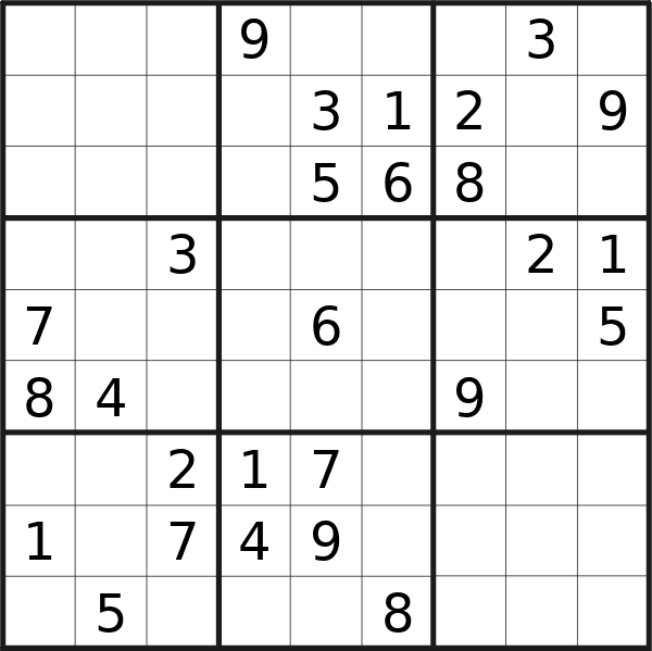 Sudoku puzzle for <br />Friday, 19th of April 2024