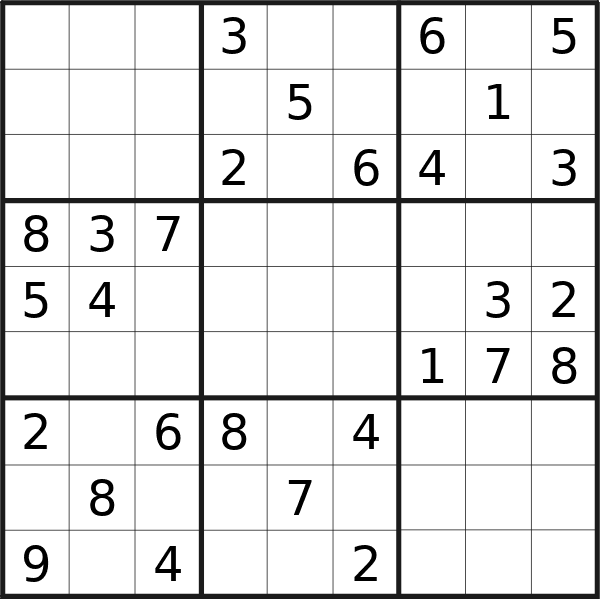 Sudoku puzzle for Sunday, 28th of April 2024