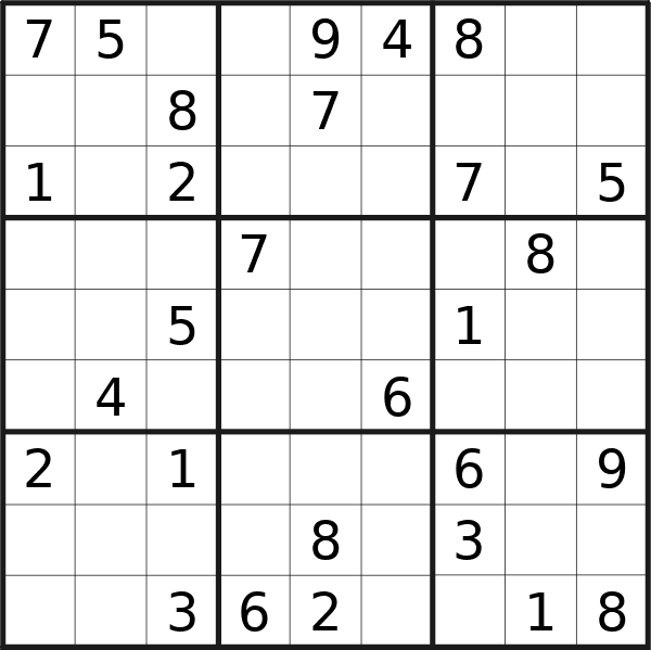 Sudoku puzzle for <br />Friday, 3rd of May 2024