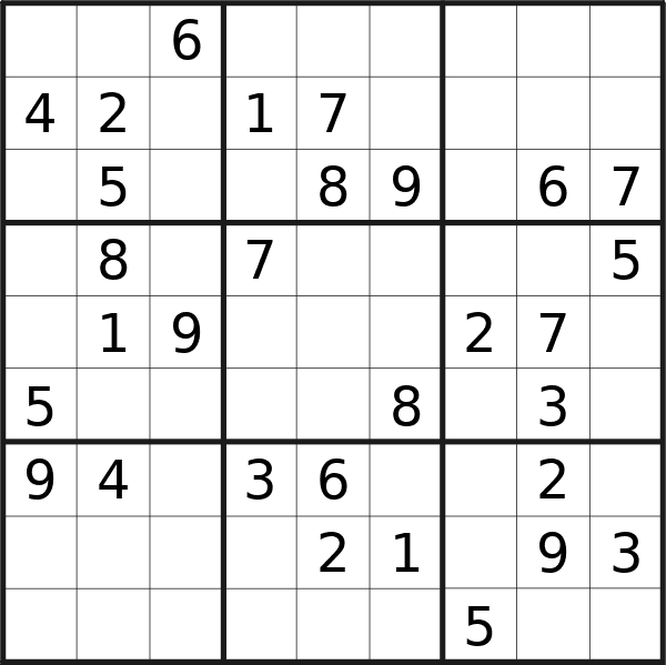 Sudoku puzzle for <br />Sunday, 5th of May 2024