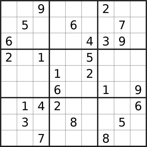 Sudoku puzzle for <br />Tuesday, 7th of May 2024