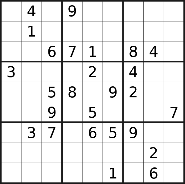Sudoku puzzle for <br />Thursday, 9th of May 2024