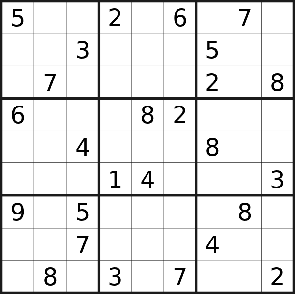 Sudoku puzzle for <br />Sunday, 12th of May 2024