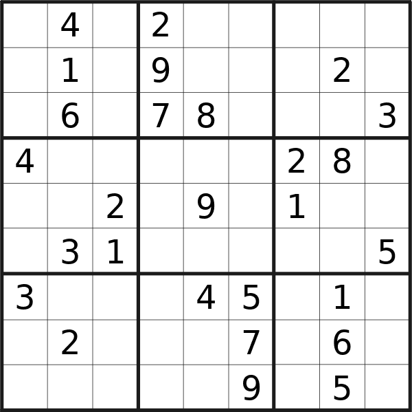 Sudoku puzzle for <br />Saturday, 18th of May 2024