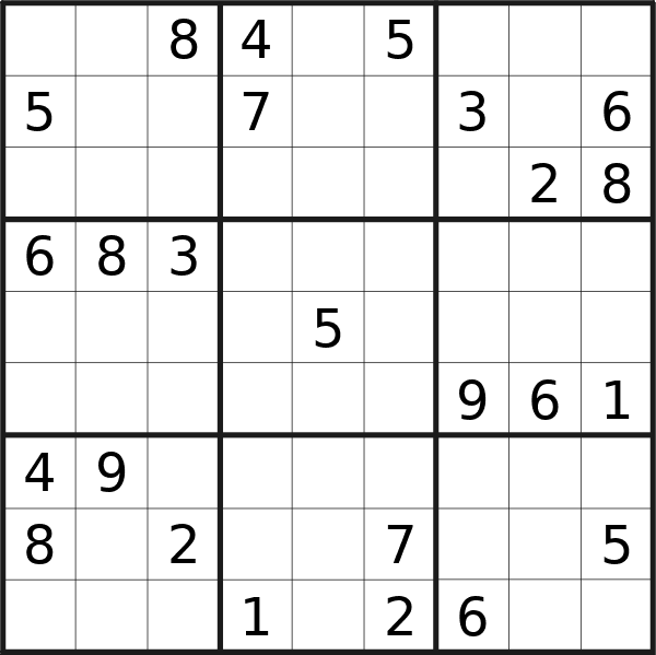 Sudoku puzzle for <br />Sunday, 19th of May 2024