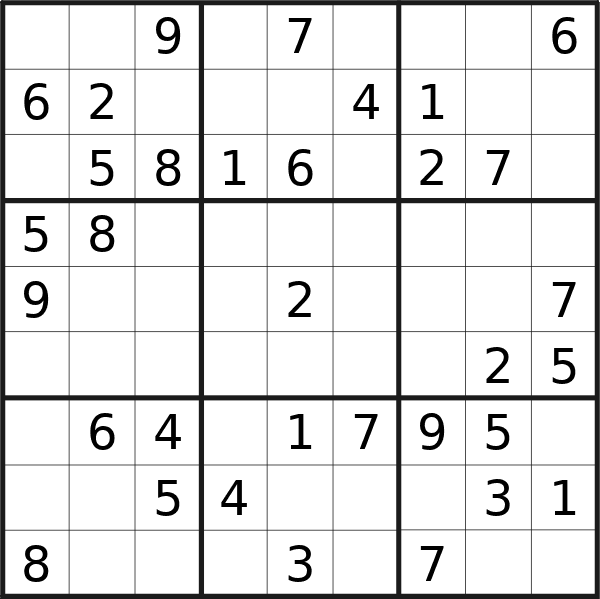 Sudoku puzzle for <br />Monday, 20th of May 2024