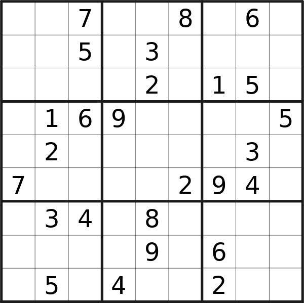 Sudoku puzzle for <br />Tuesday, 21st of May 2024
