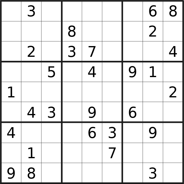 Sudoku puzzle for <br />Wednesday, 22nd of May 2024