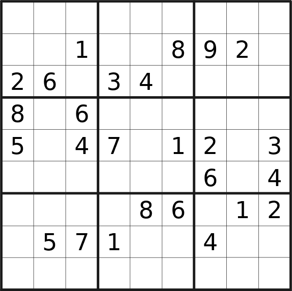 Sudoku puzzle for <br />Thursday, 23rd of May 2024
