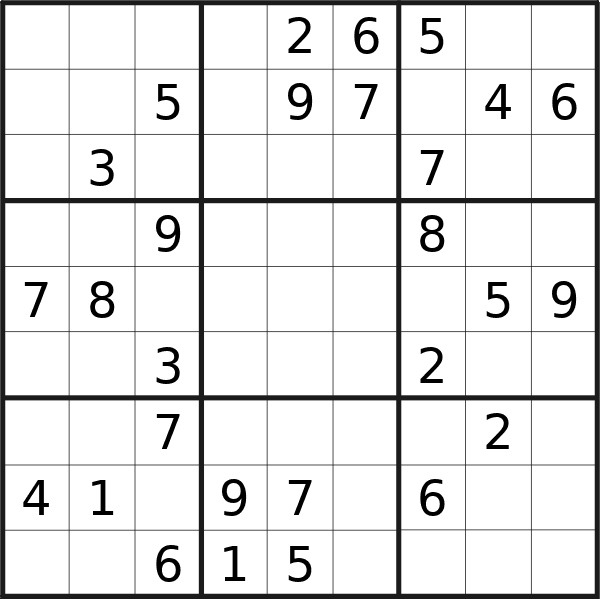Sudoku puzzle for <br />Friday, 24th of May 2024
