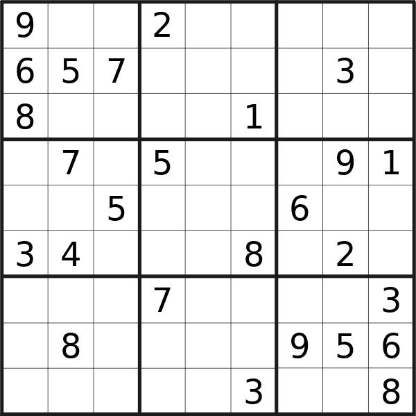 Sudoku puzzle for <br />Tuesday, 28th of May 2024