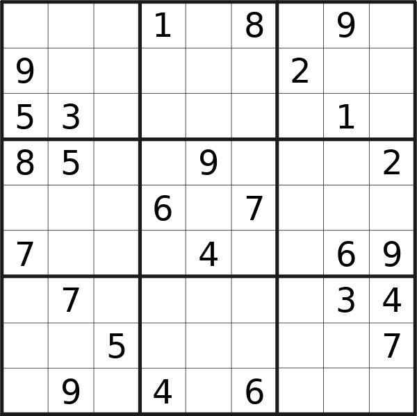 Sudoku puzzle for <br />Wednesday, 29th of May 2024