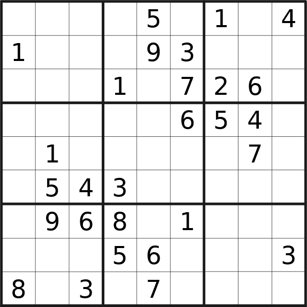 Sudoku puzzle for <br />Friday, 31st of May 2024