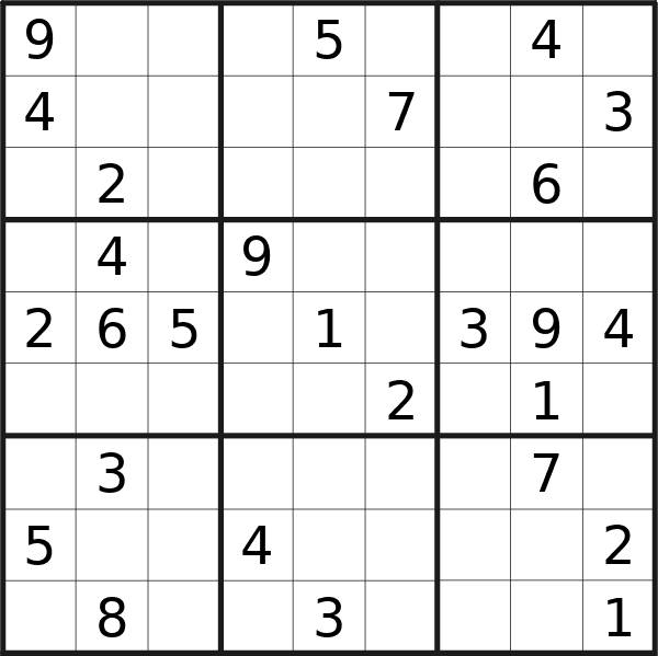 Sudoku puzzle for <br />Sunday, 2nd of June 2024