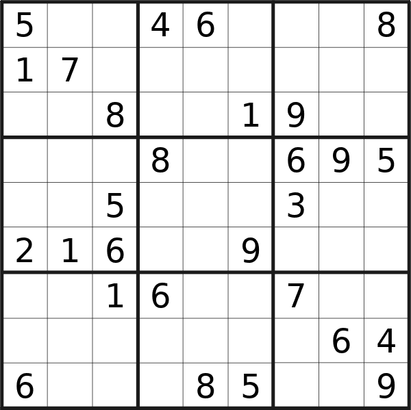 Sudoku puzzle for <br />Thursday, 6th of June 2024