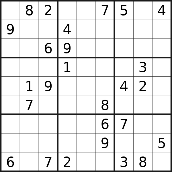 Sudoku puzzle for <br />Saturday, 8th of June 2024