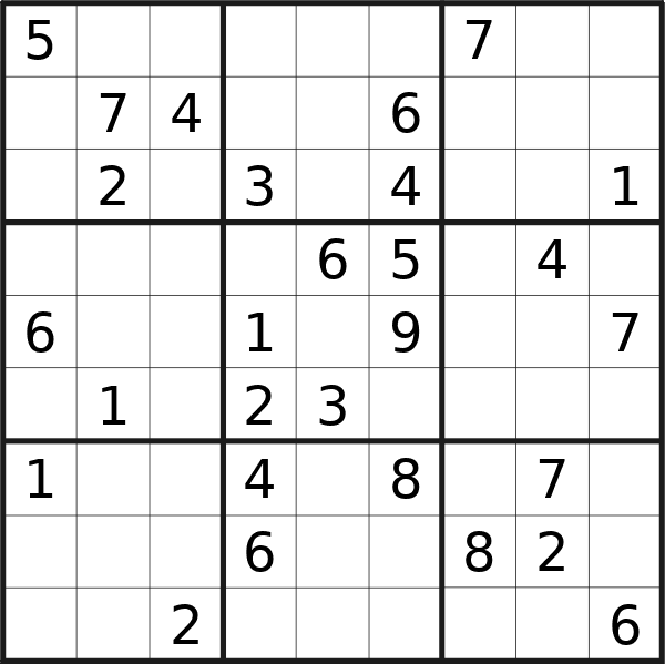 Sudoku puzzle for <br />Monday, 10th of June 2024