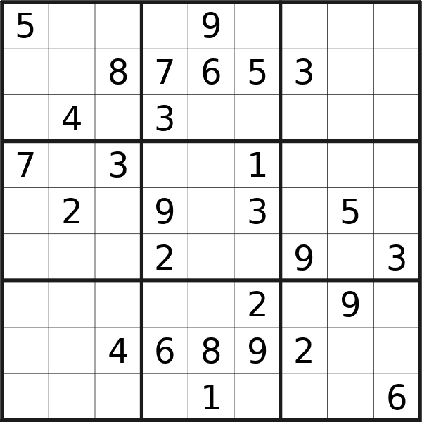 Sudoku puzzle for <br />Wednesday, 12th of June 2024