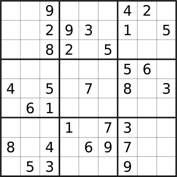 Sudoku puzzle for <br />Wednesday, 19th of June 2024