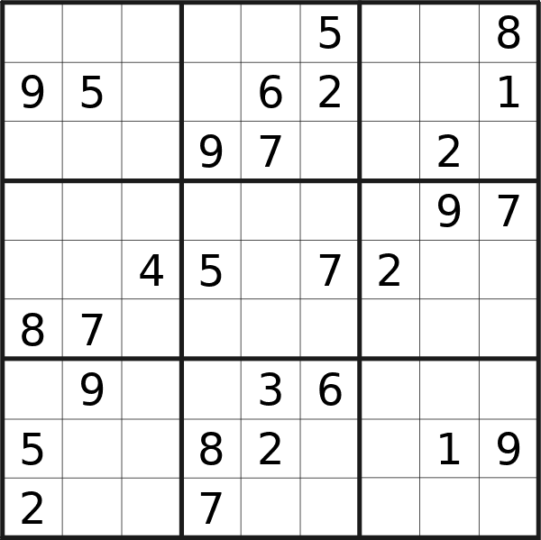 Sudoku puzzle for <br />Thursday, 20th of June 2024
