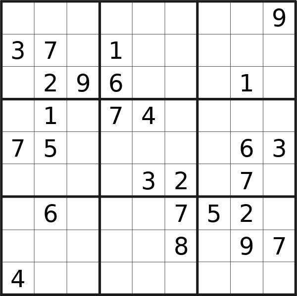 Sudoku puzzle for Wednesday, 3rd of July 2024