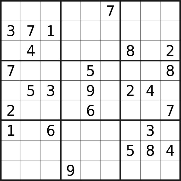Sudoku puzzle for Friday, 5th of July 2024