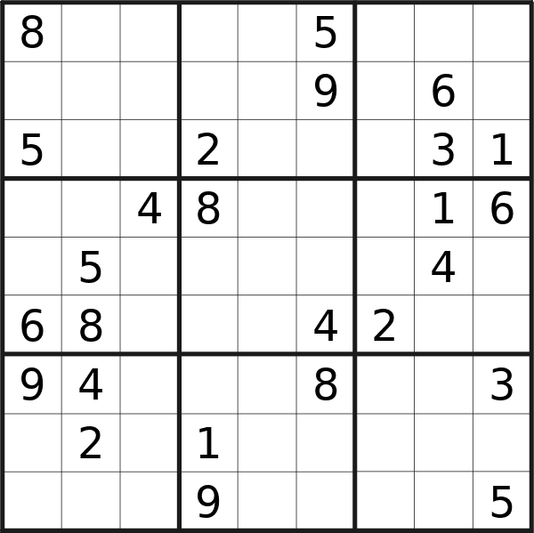 Sudoku puzzle for Saturday, 6th of July 2024