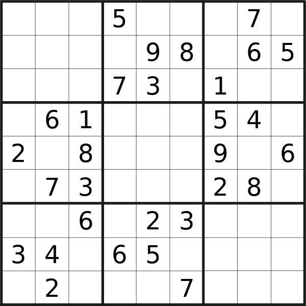 Sudoku puzzle for Tuesday, 16th of July 2024