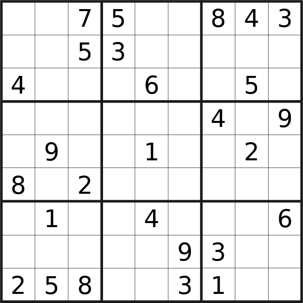 Sudoku puzzle for Sunday, 28th of July 2024