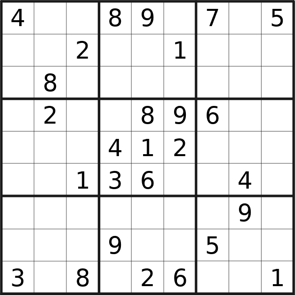 Sudoku puzzle for Tuesday, 30th of July 2024