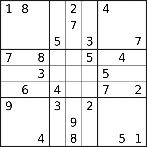 Sudoku puzzle for Thursday, 1st of August 2024