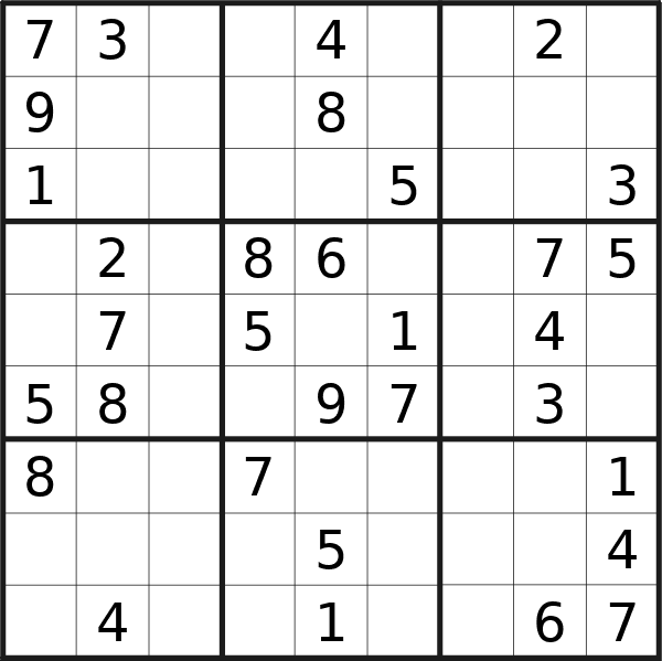 Sudoku puzzle for Saturday, 3rd of August 2024