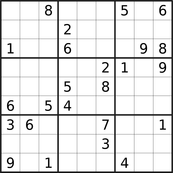 Sudoku puzzle for Tuesday, 6th of August 2024