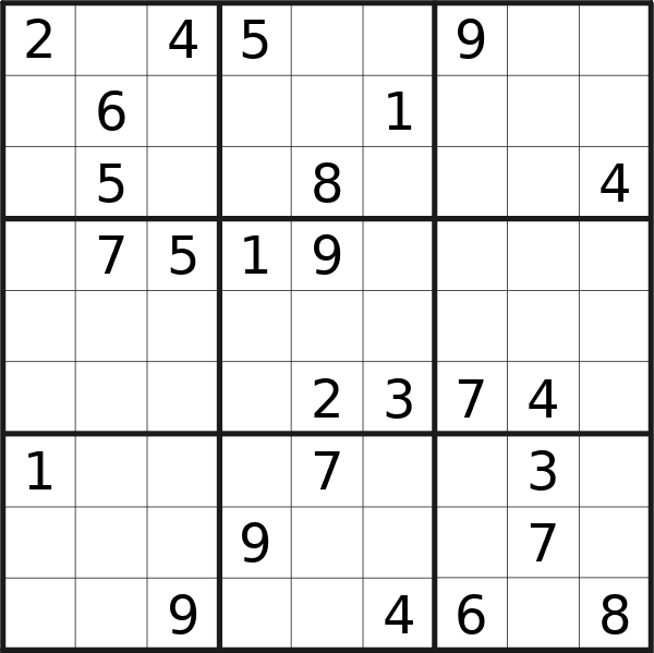 Sudoku puzzle for Wednesday, 21st of August 2024