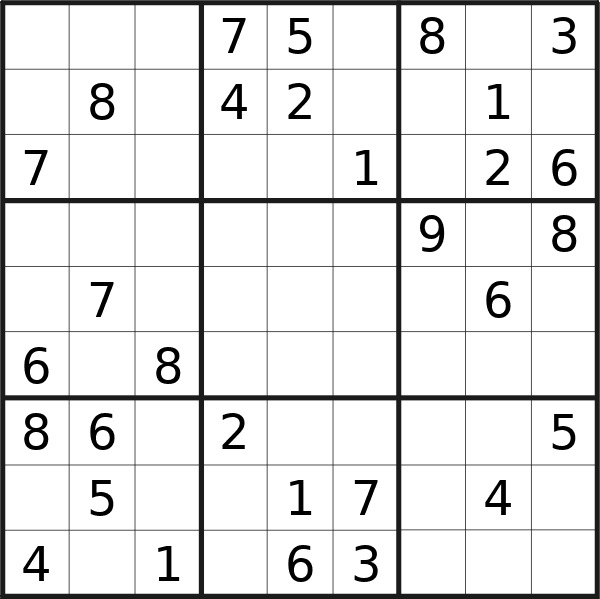 Sudoku puzzle for Saturday, 24th of August 2024