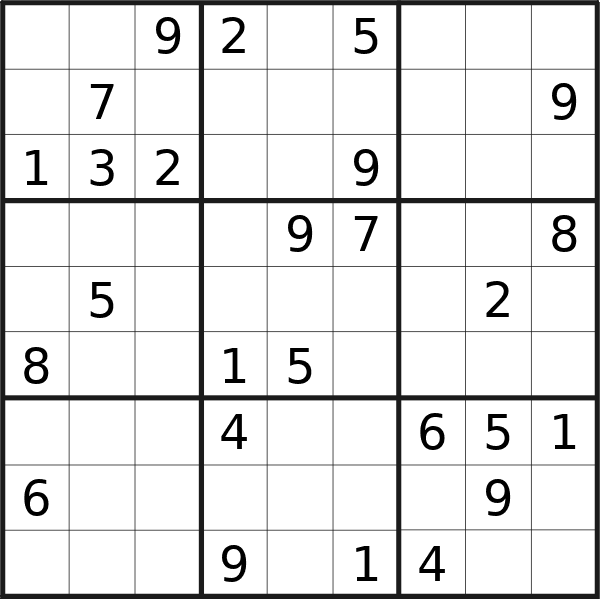 Sudoku puzzle for Sunday, 25th of August 2024