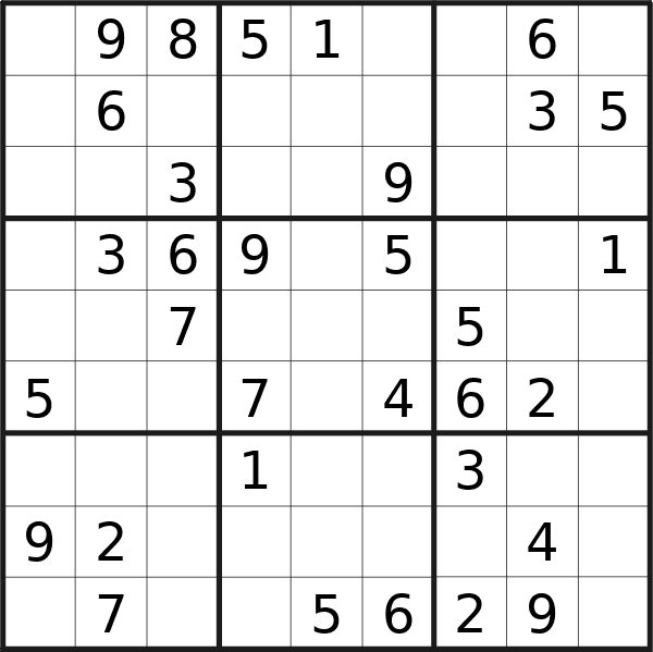 Sudoku puzzle for Wednesday, 28th of August 2024