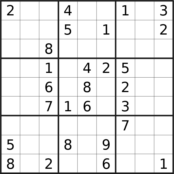 Sudoku puzzle for Thursday, 29th of August 2024