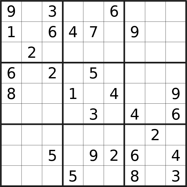 Sudoku puzzle for Friday, 30th of August 2024